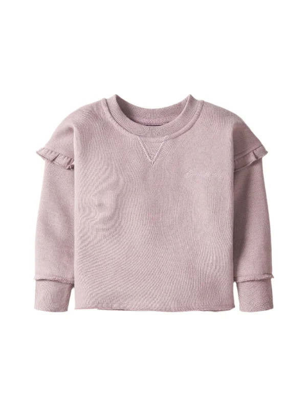 Cozy Fashion Styles Casual Comfort Ruffle Crewneck - Wisteria