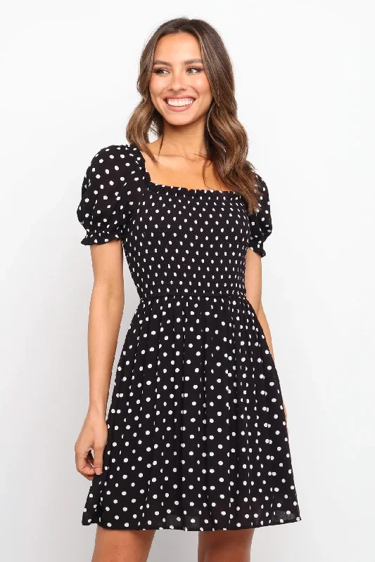 Chic Comforts Pieces Smart Comfort Dawn Polka Dot Puff Sleeve Babydoll Dress - FINAL SALE Chic Comforts Pieces Smart Comfort Dawn Polka Dot Puff Sleeve Babydoll Dress - FINAL SALE
