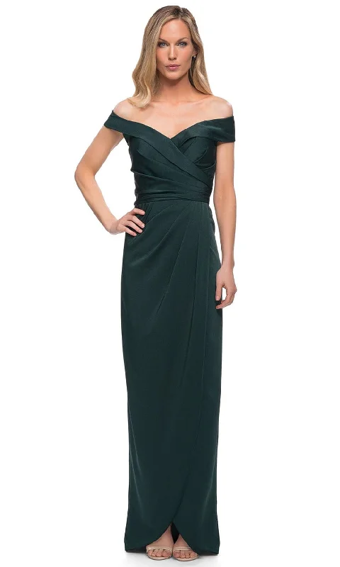 Everyday Comfort Wear Cozy Essentials La Femme 25206 - Ruched Cap Sleeved Long Jersey Dress Everyday Comfort Wear Cozy Essentials La Femme 25206 - Ruched Cap Sleeved Long Jersey Dress