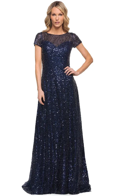 Casual Comfort Clothing Cozy Essentials La Femme 30122 - Glimmering Short Sleeve Beaded Gown Casual Comfort Clothing Cozy Essentials La Femme 30122 - Glimmering Short Sleeve Beaded Gown