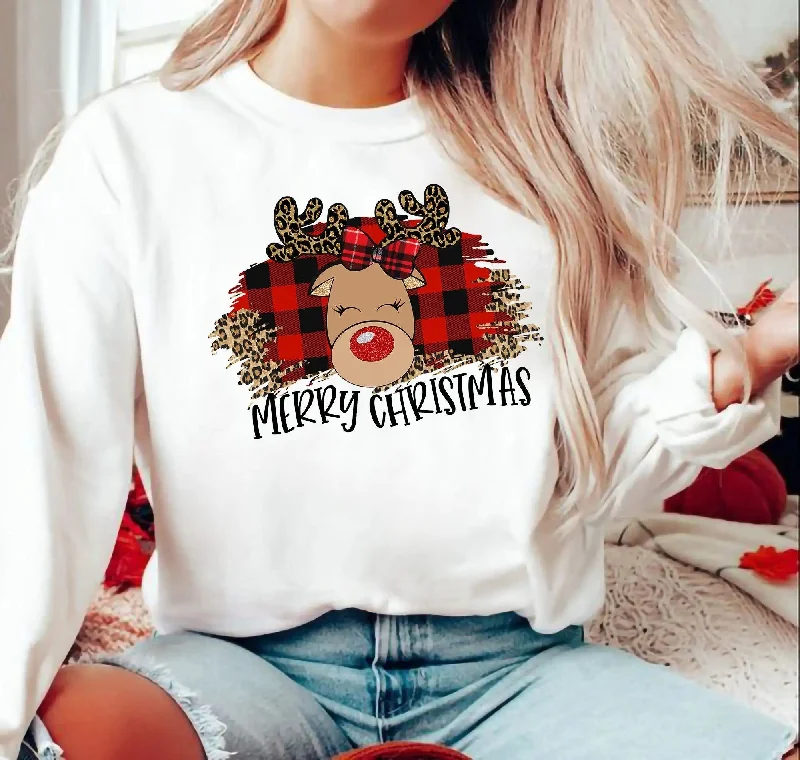 Stylish Daily Outfits Versatile Comfortwear Reindeer Christmas Hoodie for Girls