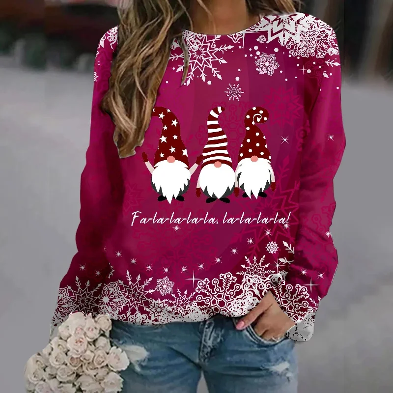 Trendy Easywear Relaxed Fashion Print Crew Neck Soft Long Sleeve Casual Loose Y2K Winter Christmas Hoodie