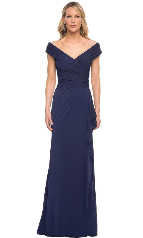 Comfortable Apparel Soft Dressing La Femme 30040 - Shirred Bodice A Line Dress