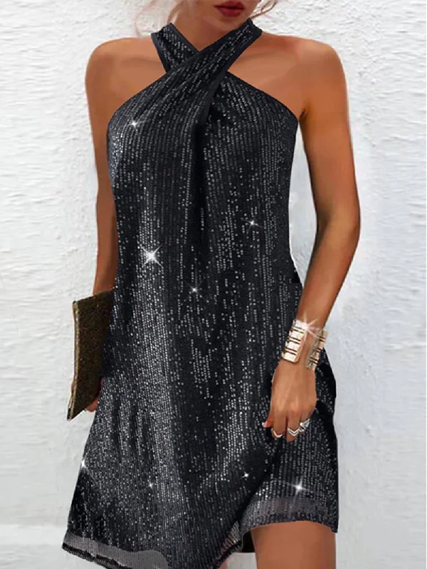 Fashion Comfort Trends Everyday Styles Glitter Elegant Halterneck Dress