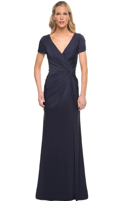 Casual Layers Chic Everyday Wear La Femme 29926 - Short Sleeved Ruched A Line Dress Casual Layers Chic Everyday Wear La Femme 29926 - Short Sleeved Ruched A Line Dress