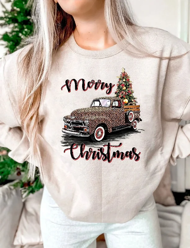 Simple Fashion Layers Relaxed Pieces Vintage Leopard Truck Gothic Christmas Hoodie