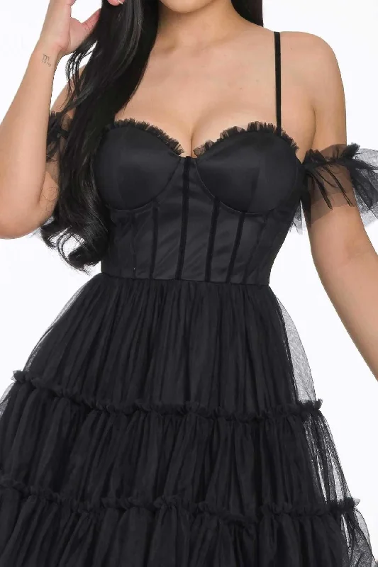 Budgeted Comfortable Wear Street Chic Off-the-shoulder Puff Mini Dress