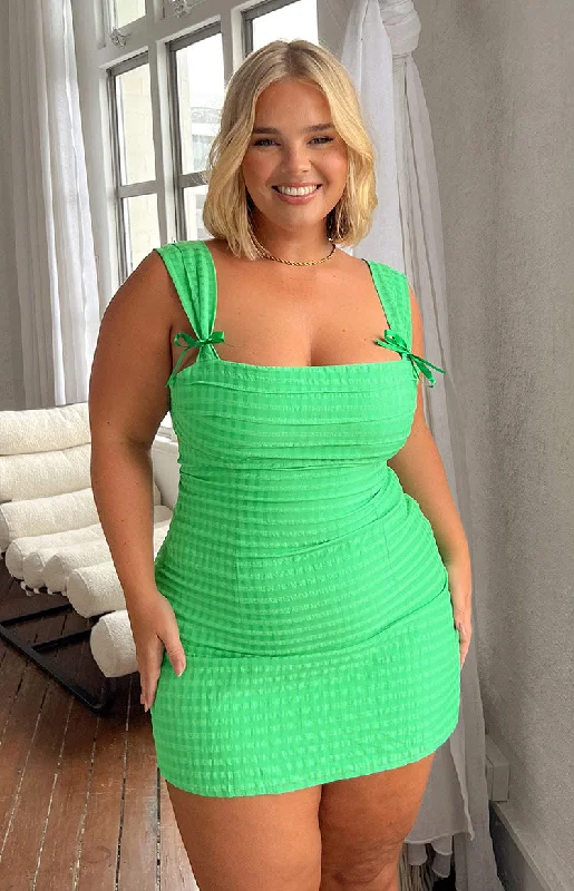 Affordable Comfort Styles Classy Comfortwear Layla Green Tie Back Mini Dress