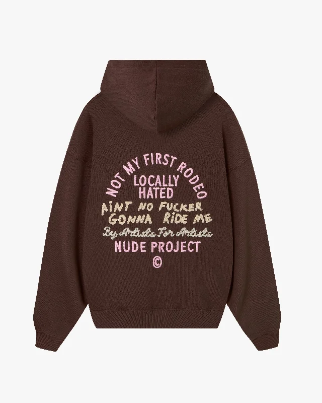 Fashionable Comfortwear Casual Vibes NOT A RODEO HOODIE BROWN