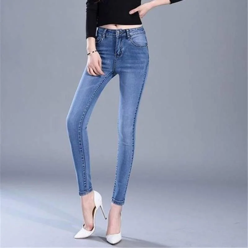 Soft Comfortwear Cool Comfort Style Women's High Waisted Elastic Slim Fitting Jeans
