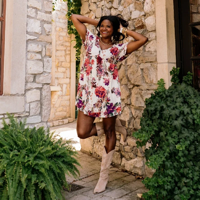 Cozy Looks Affordable Outfits Floral Fields Babydoll Mini Dress