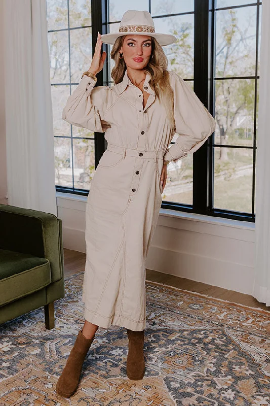 Chic Comfort Pieces Warm Comfortwear City Chic Denim Midi in Beige