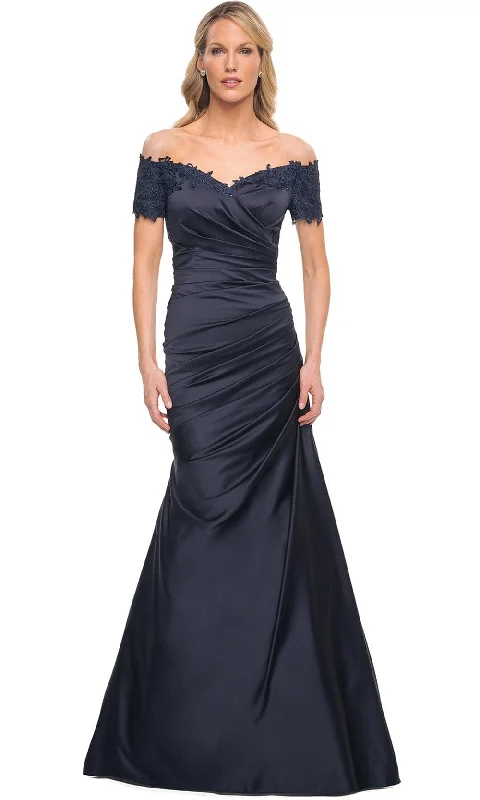 Soft-Fit Wear Relaxed Wardrobe La Femme 30199 - Satin Lace Pleated Mother of the Groom Gown Soft-Fit Wear Relaxed Wardrobe La Femme 30199 - Satin Lace Pleated Mother of the Groom Gown