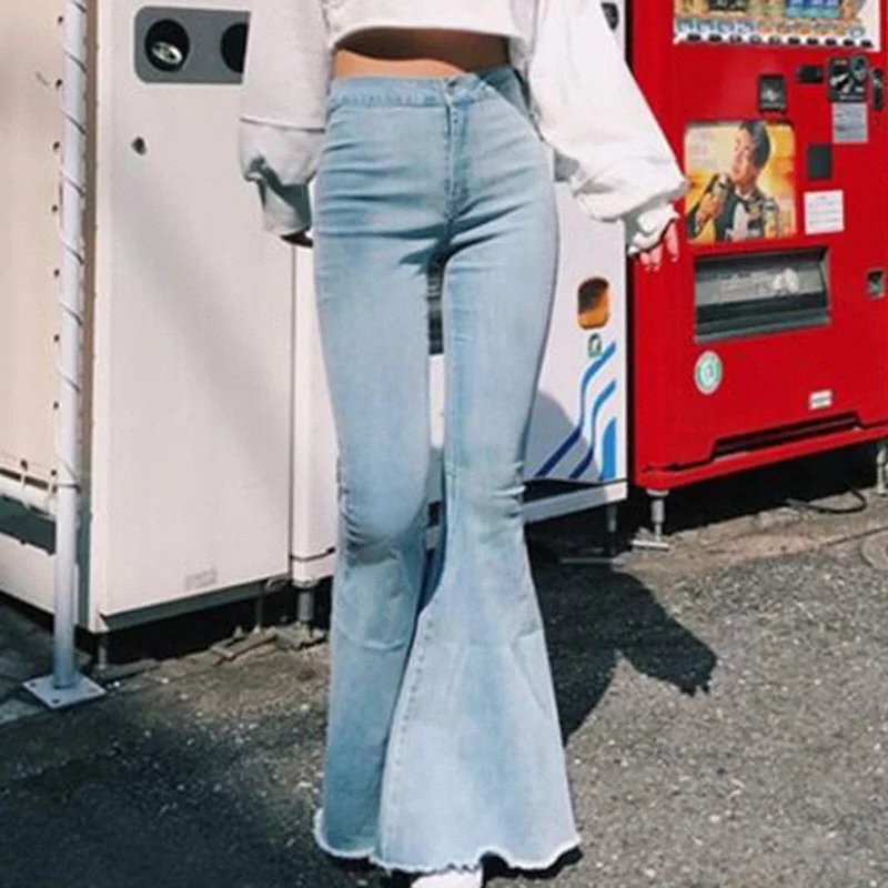 Modern Fitwear Modern Comfort DressBetty - Women Casual Fashion High Waist Slim And Skinny Big Flare Denim Pants Fashion Street Women Solid Color Denim Trousers Modern Fitwear Modern Comfort DressBetty - Women Casual Fashion High Waist Slim And Skinny Big Flare Denim Pants Fashion Street Women Solid Color Denim Trousers