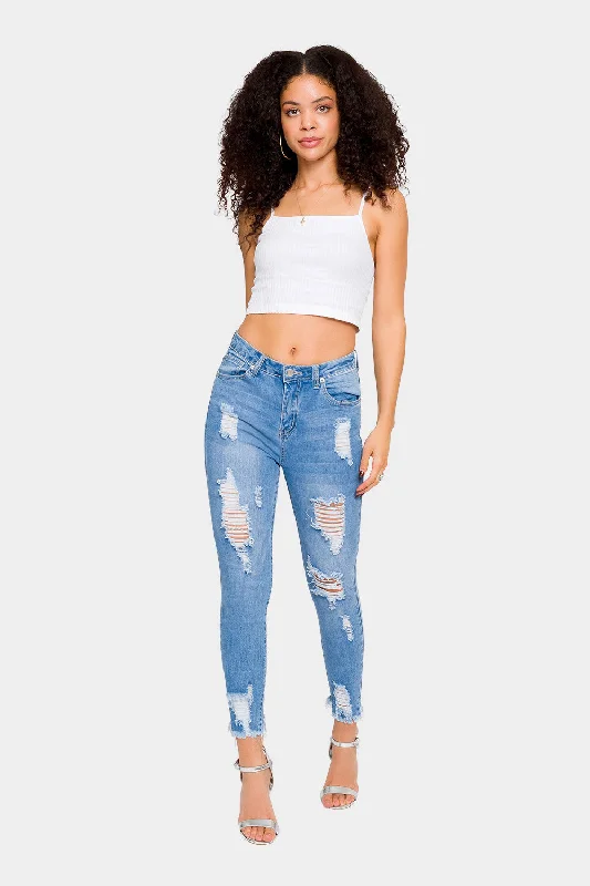 Cozy Fit Outfits Daywear Fashion Distressed High Rise Skinny Jeans