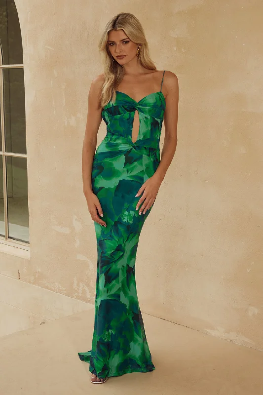 Effortless Chic Style Relaxed Outfits MARLINI MAXI DRESS - GREEN FLORAL