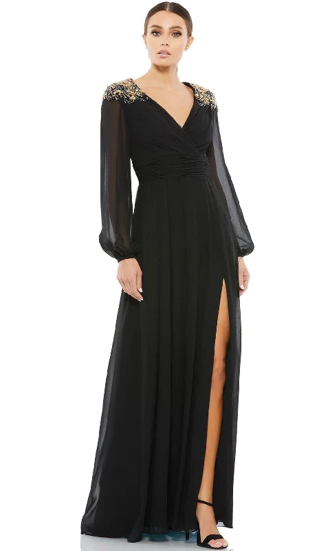 Street Comfort Clothing Soft Fashion Mac Duggal 55694 - Bishop Sleeve A-Line Evening Gown | Couture Candy Street Comfort Clothing Soft Fashion Mac Duggal 55694 - Bishop Sleeve A-Line Evening Gown | Couture Candy
