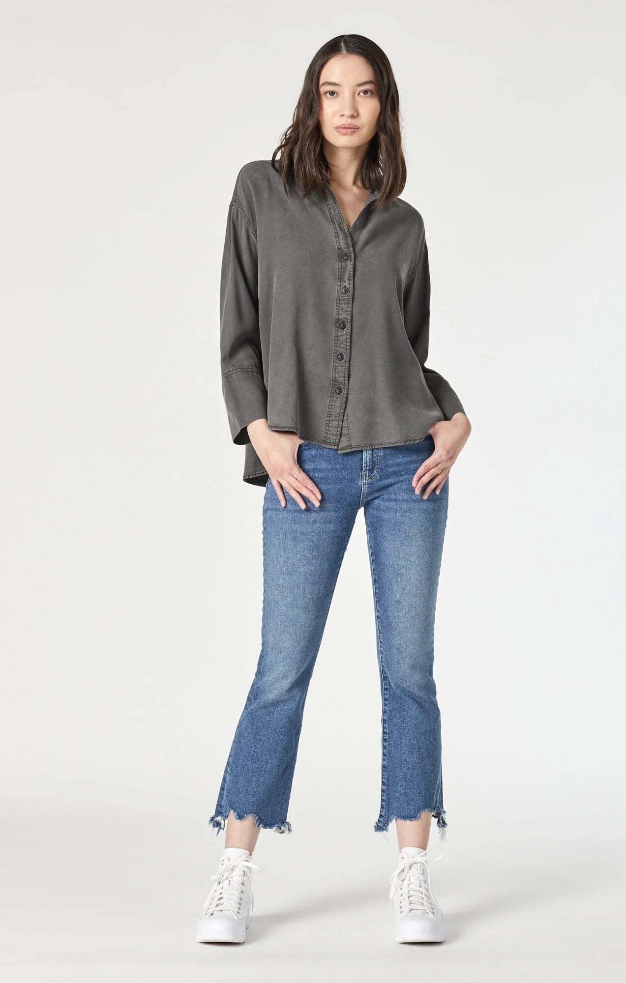 Relaxed Fit Choices Comfort-driven Style Mavi Anika Cropped Flare Jeans Mid Flex Blue