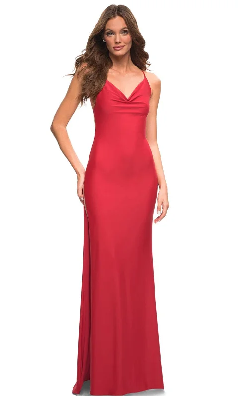 Smart Comfort Wear Easy Fashion La Femme 30437 - Skyscraper Slit Sheath Gown