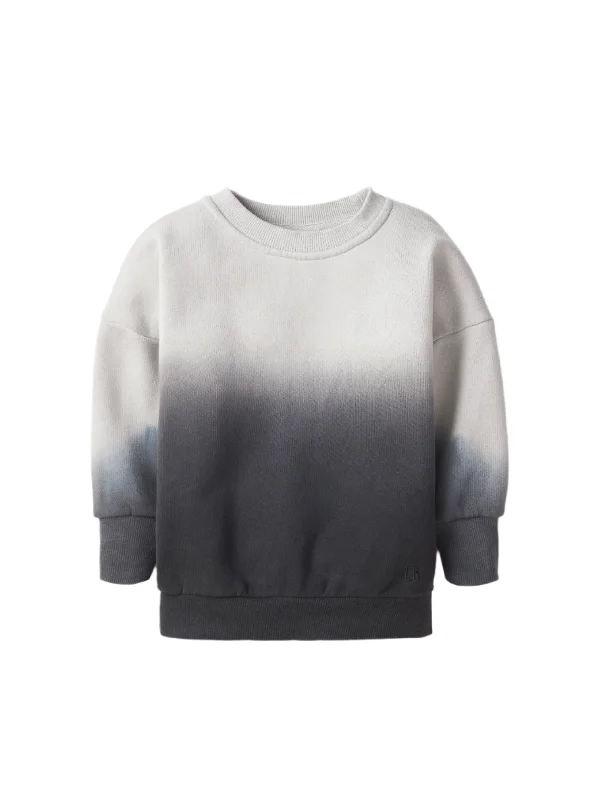 Relaxed Street Styles Soft Fashionwear Ombre Elevated Crewneck - Black