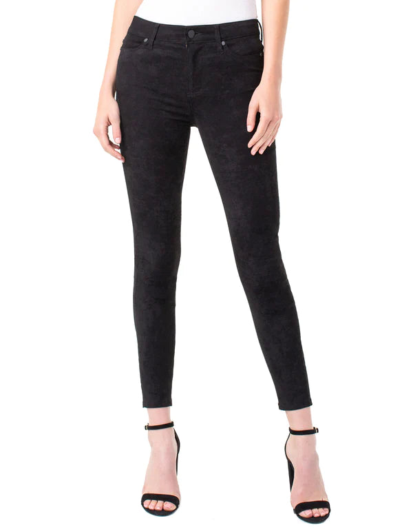 Relaxed Chic Cozy Styles Liverpool Abby Ankle Skinny High Performance Suede Jean Black