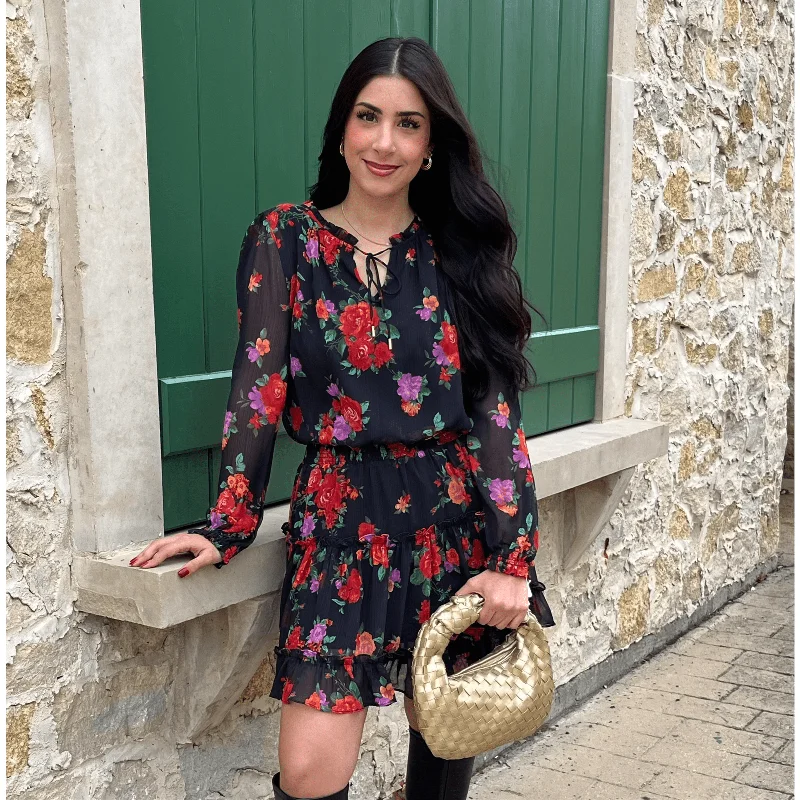 Cozy Comfort Options Cozy Wearables Lianna Floral Printed Ruffle Mini Dress