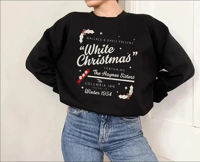 Cozy Comfort Options Affordable Layers White Christmas Retro Nostalgic Farm Girl Hoodie