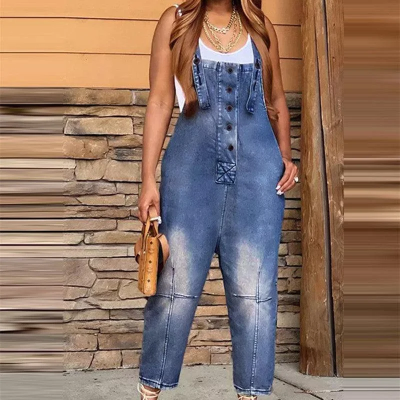 Soft-Fit Wear Casual Layers Women's Clothing Fashion Casual Siamese Suspender Jeans Women Soft-Fit Wear Casual Layers Women's Clothing Fashion Casual Siamese Suspender Jeans Women