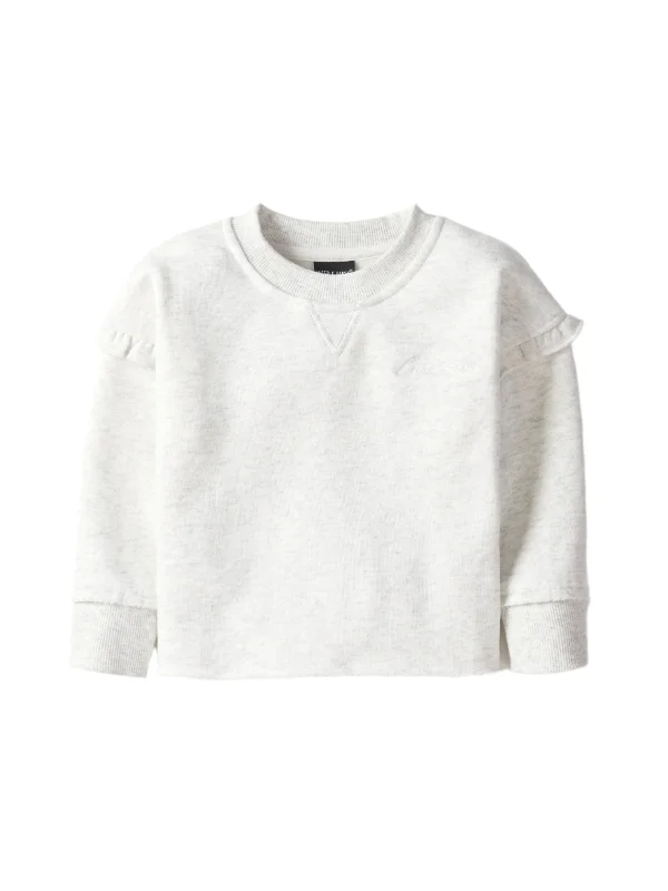 Relaxed Chic Comfortable Layering Ruffle Crewneck - Grey
