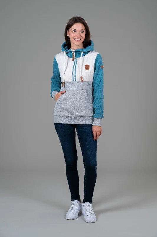 Affordable Comfort Wear Easy Fashion Kaya Half-Zip Hoodie Peacock Blue
