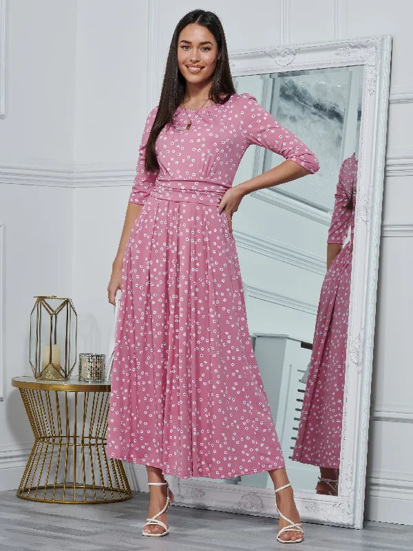 Practical Wear Pieces Relaxed Dressing Denisse Spotty Maxi Dress, Mauve Pink