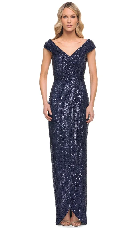 Effortless Chic Style Relaxed Fits La Femme 30326 - Ruched V-Neck Long Mother of the Groom Dress Effortless Chic Style Relaxed Fits La Femme 30326 - Ruched V-Neck Long Mother of the Groom Dress