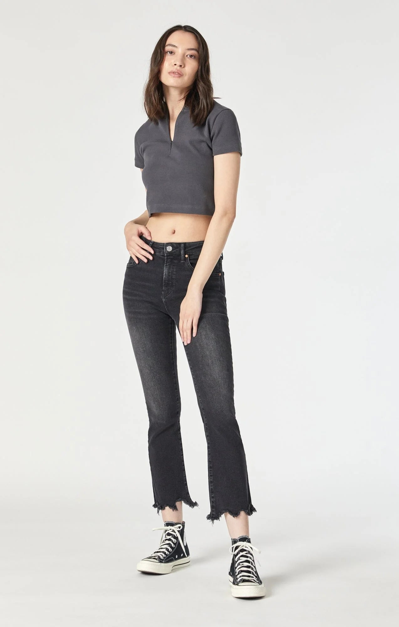 Casual Trend Pieces Fashionable Comfort Mavi Anika Crop Flare Dark Smoke Flex Blue
