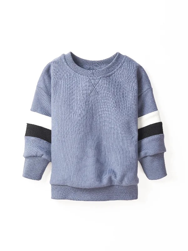 Streetwear Comfort Practical Chic Elevated Stripe Crewneck - Blue