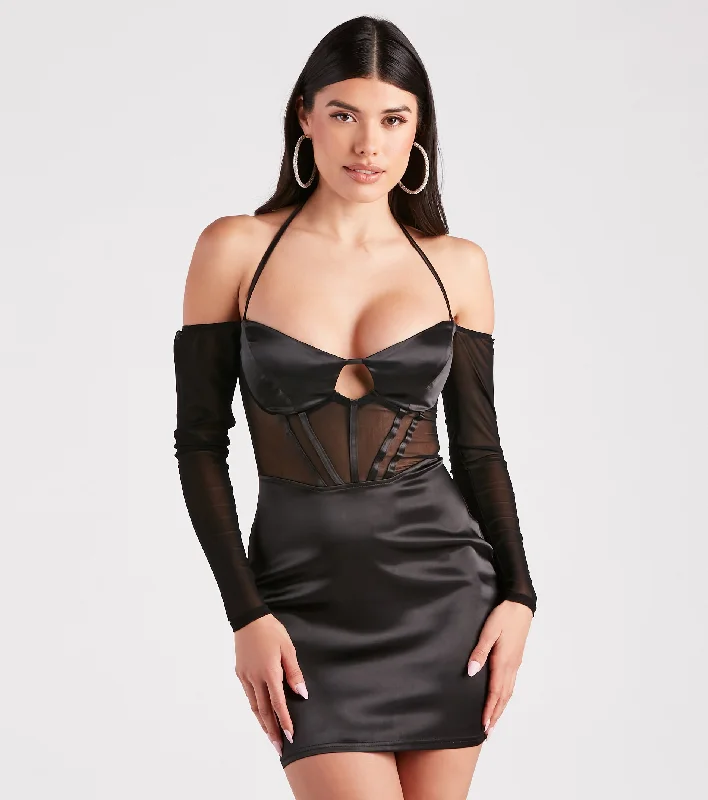 Cozy Street Looks Trendy Comfortwear Such A Moment Satin Mesh Corset Mini Dress