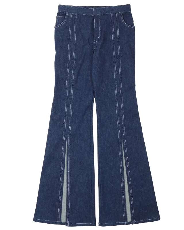 Comfort Wear Styles Effortless Style Contrast Stitched Split Bellbottom Flare Jeans