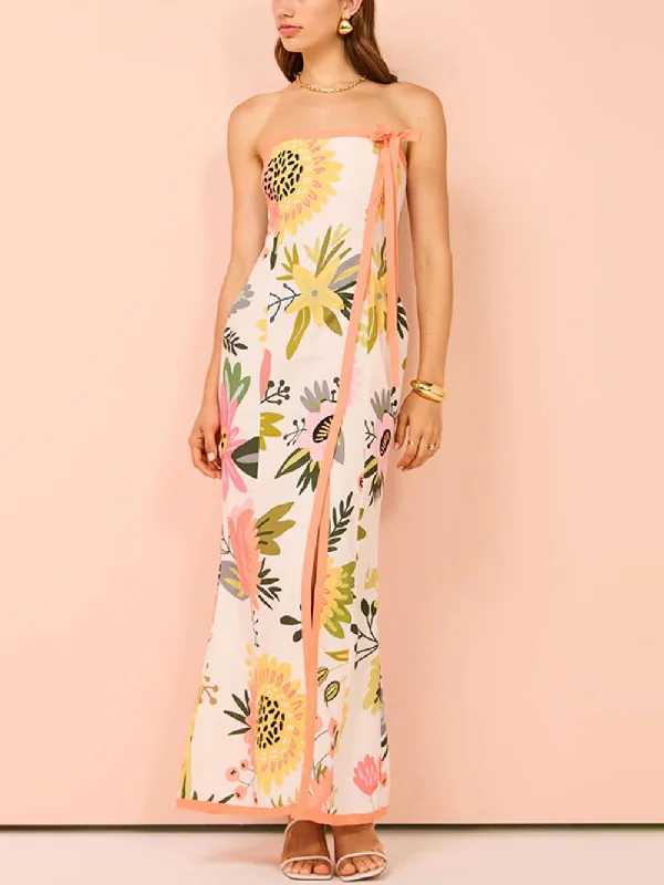 Relaxed Fit Choices Comfy Chic Summer Sexy Split Charming Wrap Printed Dresses