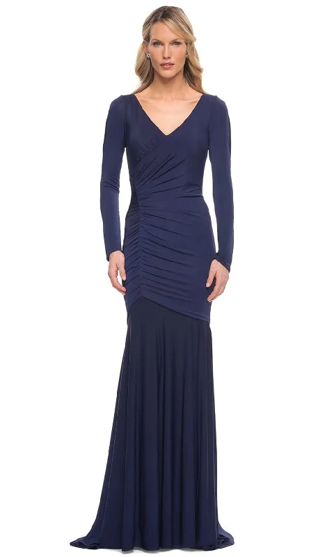 Affordable Layers Simple Wear La Femme 30010 - Ruched Jersey Long Sleeve Mother of the Bride Dress Affordable Layers Simple Wear La Femme 30010 - Ruched Jersey Long Sleeve Mother of the Bride Dress