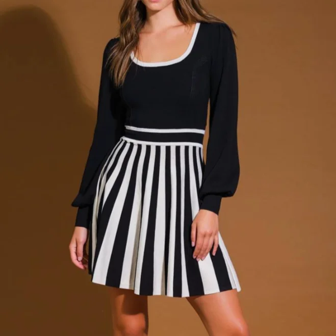 Cozy Essentials Day-to-day Fashion Sweet Chaos Sweater Striped Mini Dress