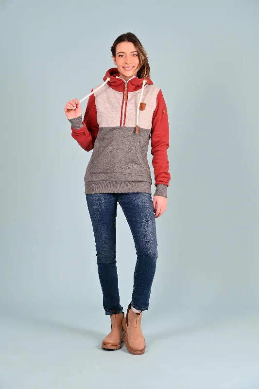 Street Style Comfort Street Comfort Kaya Half-Zip Hoodie Rustic Red