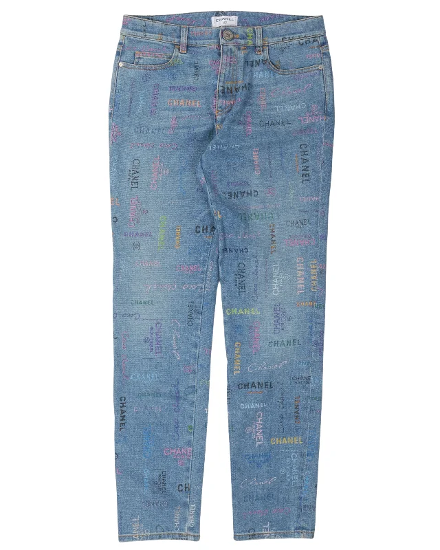 Comfortable Textiles Wear Casual Vibes Logo Blue Jeans