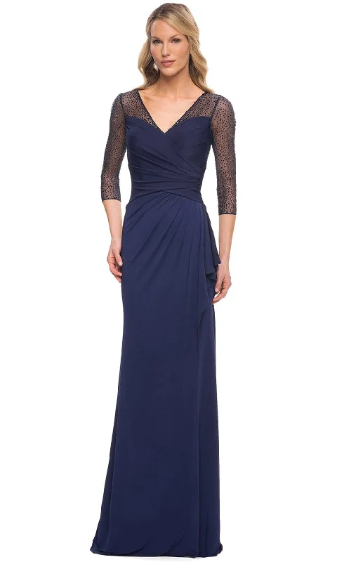 Comfortable Textiles Modern Daywear La Femme 30028 - Beaded Lace Sleeve Ruffled Long Dress Comfortable Textiles Modern Daywear La Femme 30028 - Beaded Lace Sleeve Ruffled Long Dress