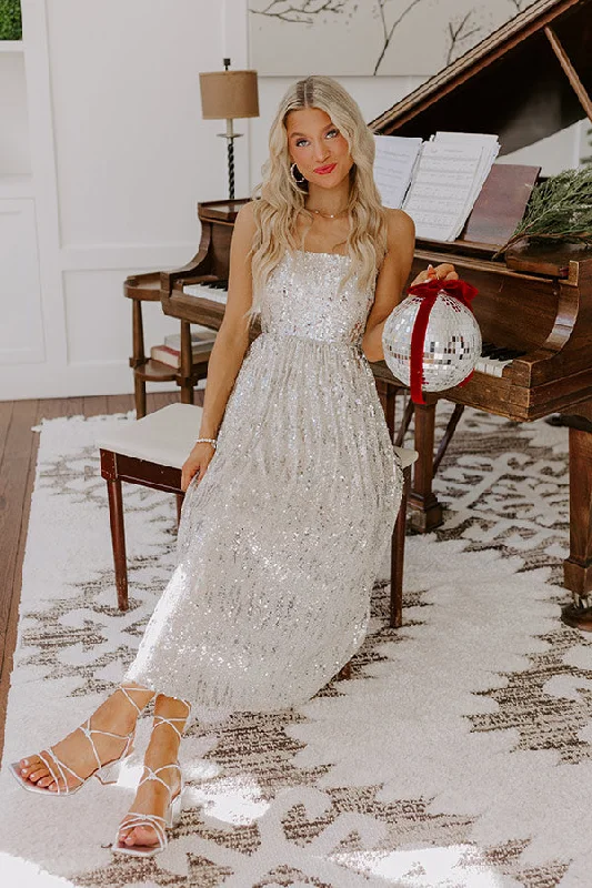 Fashion Comfort Wearables Stylish Outfits All The Sparkle Sequin Midi in Champagne