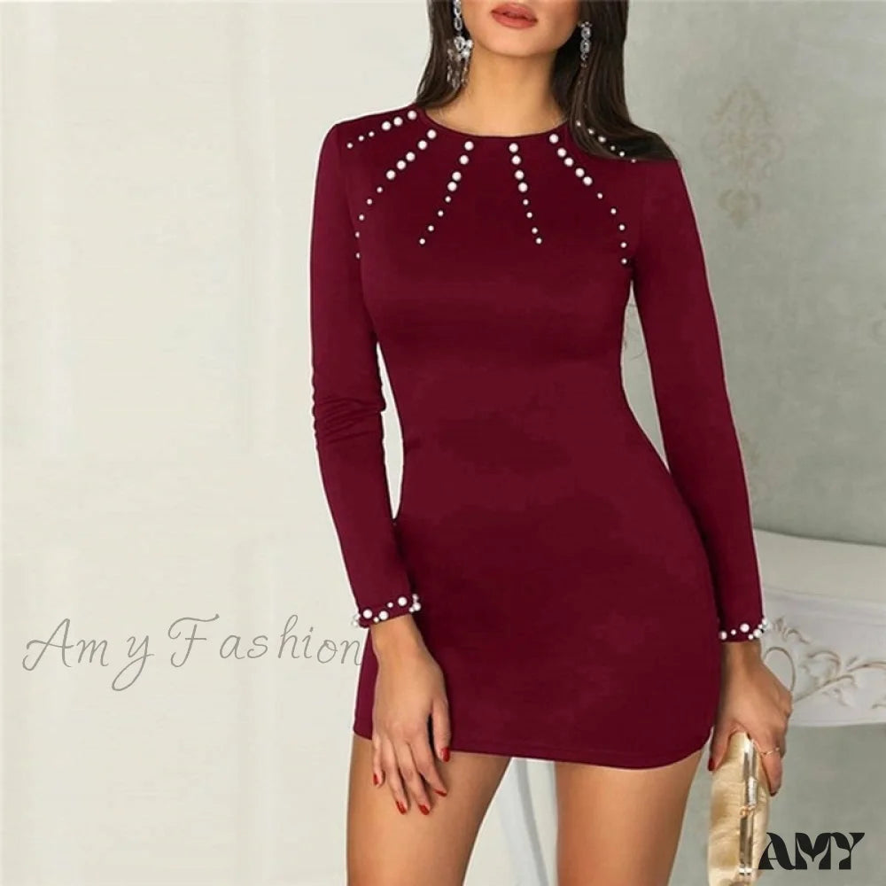 Smart Fashionwear Versatile Styles Amy Fashion - Long Sleeve O-neck Elegant Solid Slim Mini Dress Smart Fashionwear Versatile Styles Amy Fashion - Long Sleeve O-neck Elegant Solid Slim Mini Dress