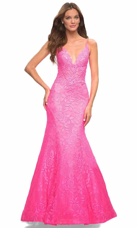 Comfortable Layered Styles Comfy Chic La Femme 30663 - Lace Mermaid Gown