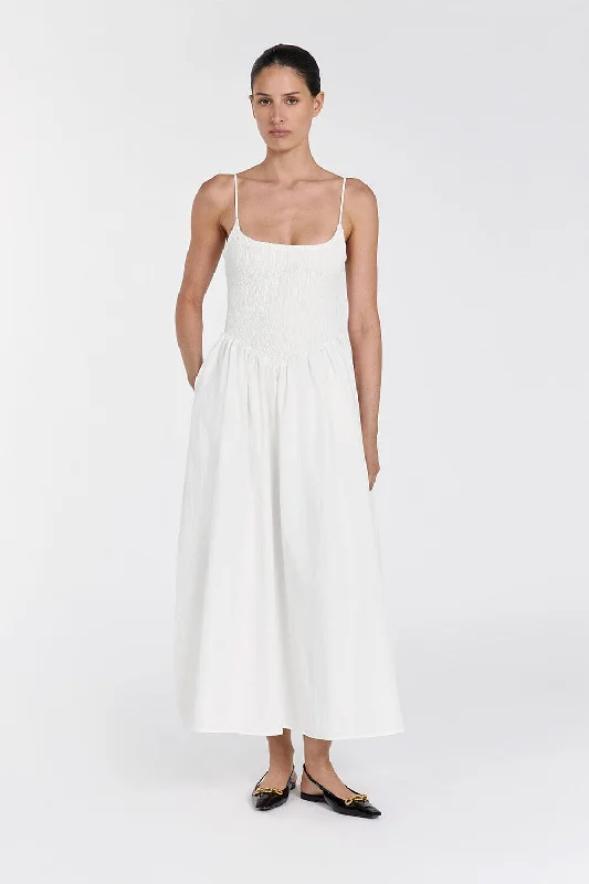 Relaxed Street Styles Relaxed Pieces MILANO WHITE COTTON MIDI DRESS