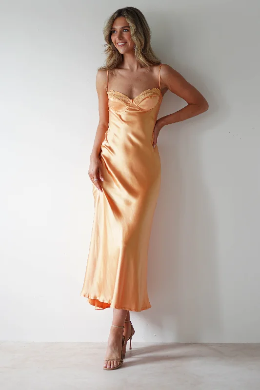 Smart Comfort Wear Chic Fit Ricci Soft Satin Maxi Dress | Melon
