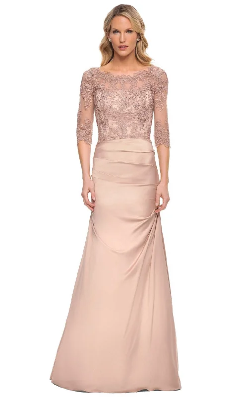 Practical Chic Wear Cozy Casuals La Femme 30162 - Lace And Satin Sheer Gown