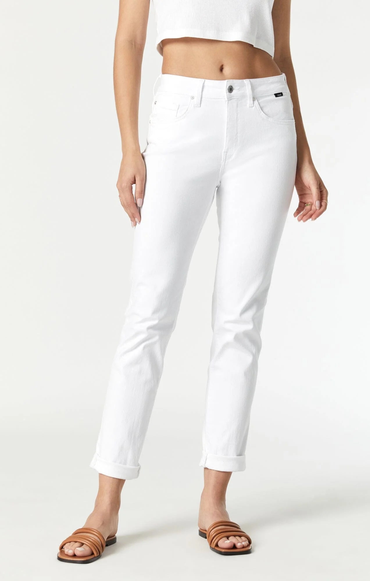 Trendy Warm Looks Comfy Chic Mavi Kathleen High Rise Boyfriend Jean White Feather Blue