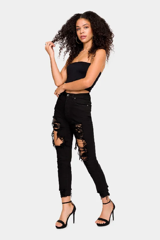 Budget-friendly Comfort Chic Comfort Destroyed High Rise Skinny Jeans